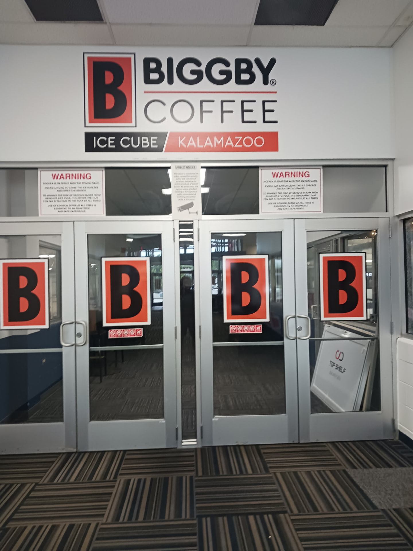 Interior arena entry doors